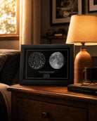 Detalle del Mapa Estelar Cielo Lunar con estrellas y fase lunar