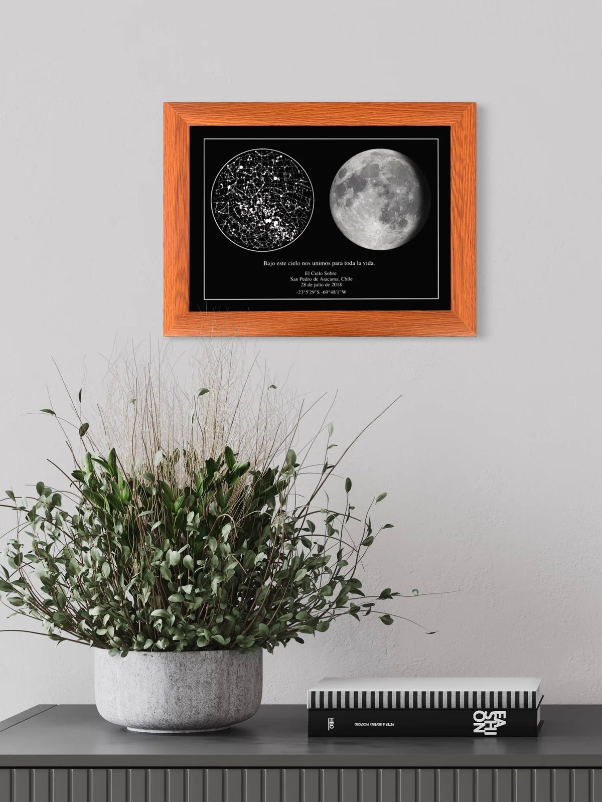 Mapa Estelar Cielo Lunar con el cielo y la luna de una fecha especial