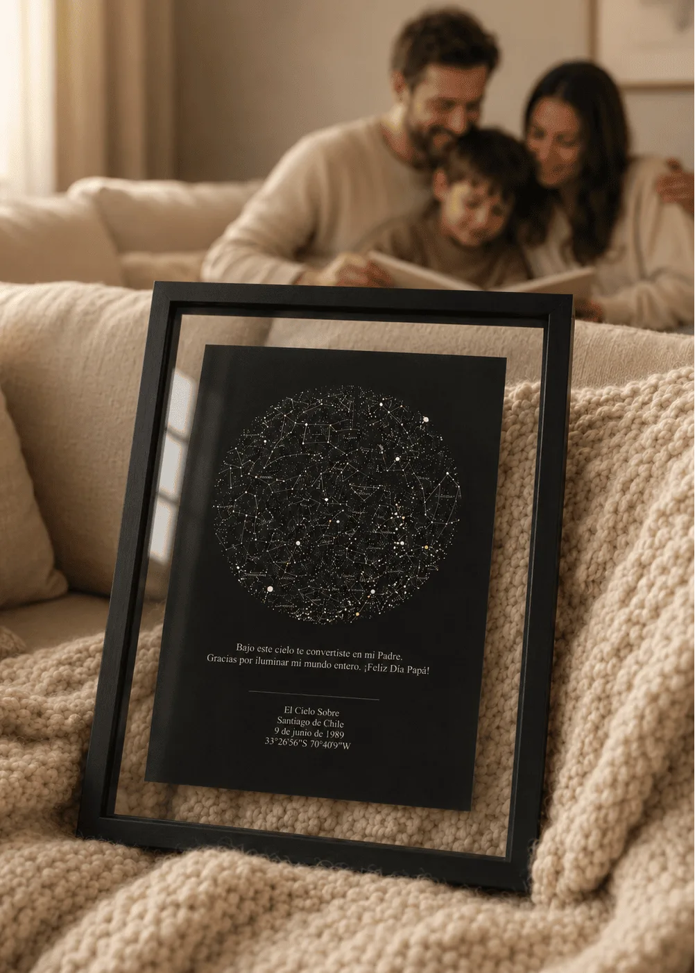 Mapa Estelar Edición Luxe en marco negro mate, regalo para el Día del Papá