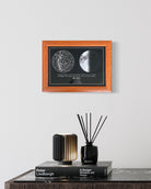 Cuadro de mapa estelar y luna llena en marco café, regalo personalizado para cumpleaños y fechas especiales