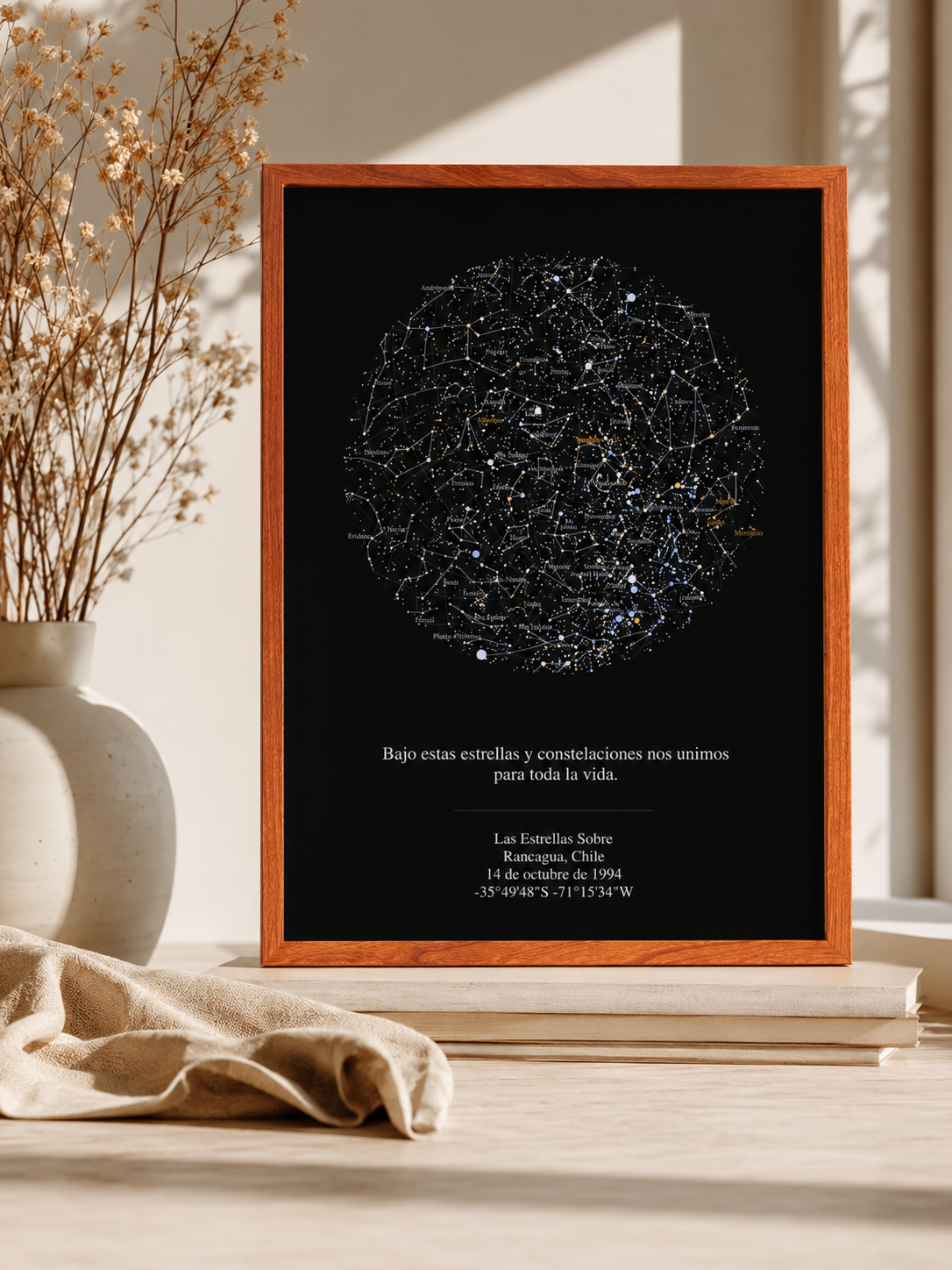 Mapa Estelar XL (Edición Premium) 36×51 cm | Marco Café | Regalo Personalizado Ideal para Aniversario, Cumpleaños y Boda